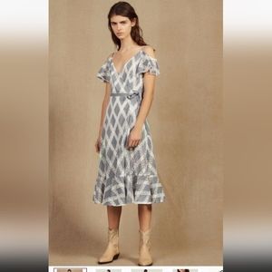 Sandro Paris Illa midi wrap dress, NWT 38 US S/M, rare and beautiful